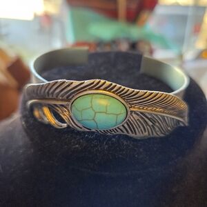 Turquoise Stone Feather Bracelet